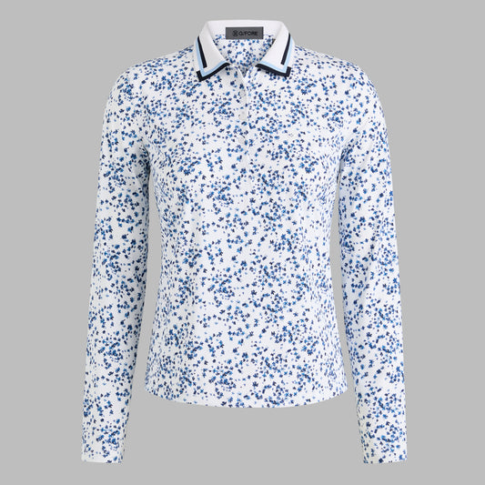 SCATTERED DITZY SILKY TECH NYLON LONG SLEEVE POLO | G/FORE sale