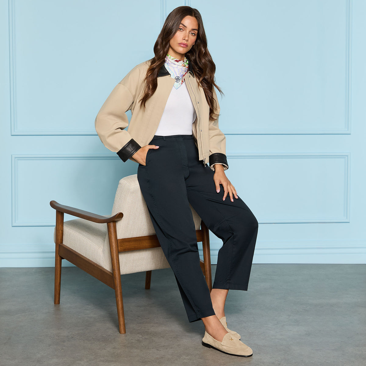 LTD RELEASE LEATHER COLLAR TRI-COTTON CROPPED JACKET | G/FORE New