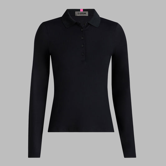 RIBBED TECH NYLON LONG SLEEVE POLO | G/FORE Discount
