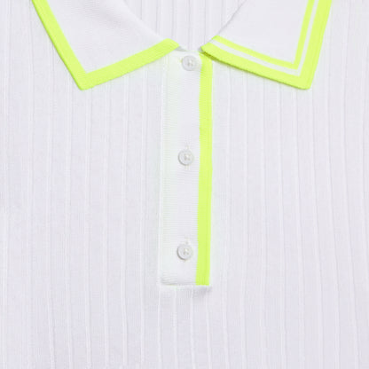 RIBBED KNIT LONG SLEEVE POLO SWEATER | G/FORE New