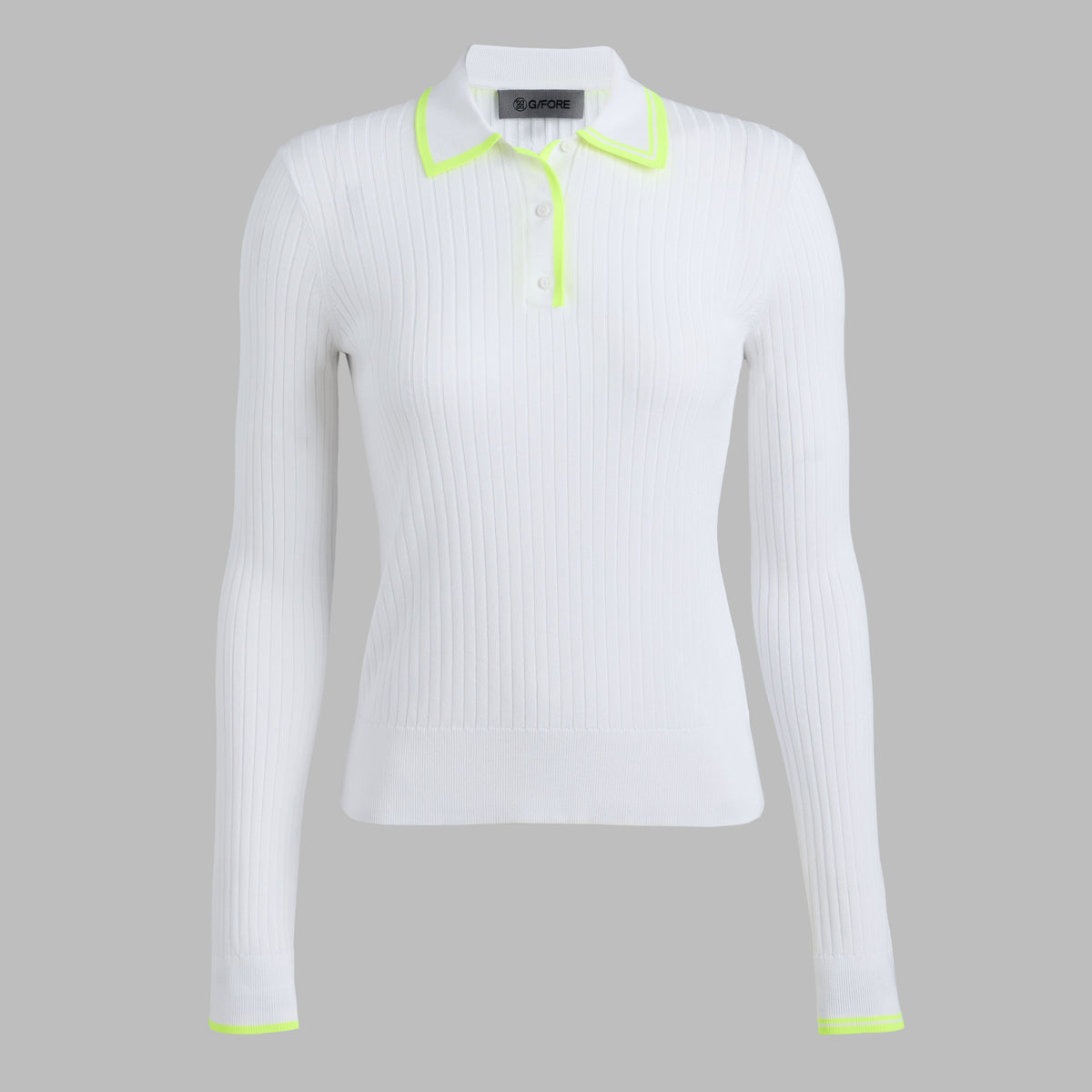 RIBBED KNIT LONG SLEEVE POLO SWEATER | G/FORE New