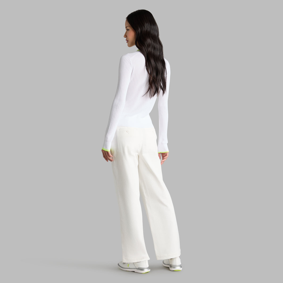 RIBBED KNIT LONG SLEEVE POLO SWEATER | G/FORE New