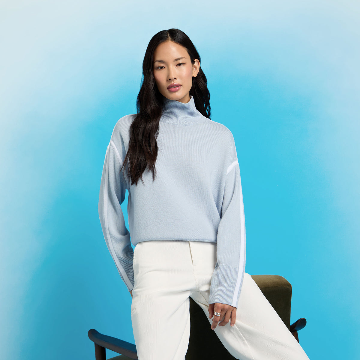 MERINO WOOL CONTRAST STRIPE TURTLENECK SWEATER | G/FORE Outlet